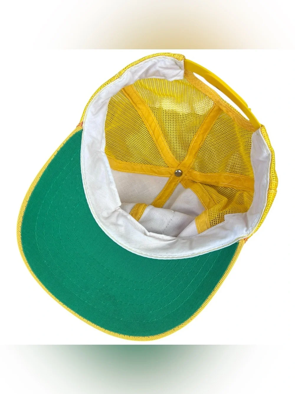 Vintage CAT Diesel Power Snapback Trucker Hat, Yellow w/ Black Logo Patch Sz S-M